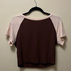 Women's Brown and Cream Raglan Top